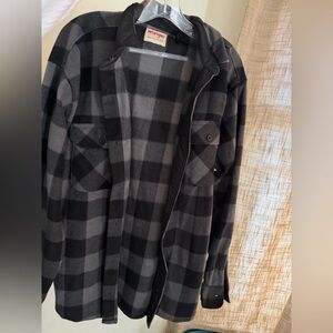 Wrangler Men's Black and Gray Plaid Shirt Jacket